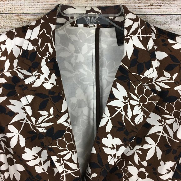 Liz Claiborne Floral Blazer 3/4 Sleeves Brown - Picture 2 of 13